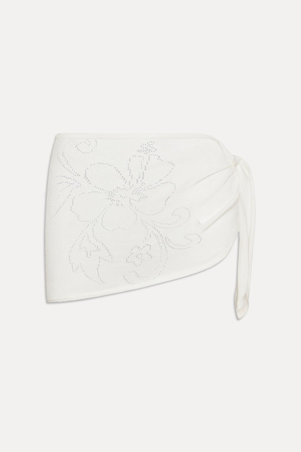 Atlas Knit Mini Skirt - White Hibiscus - Image 3