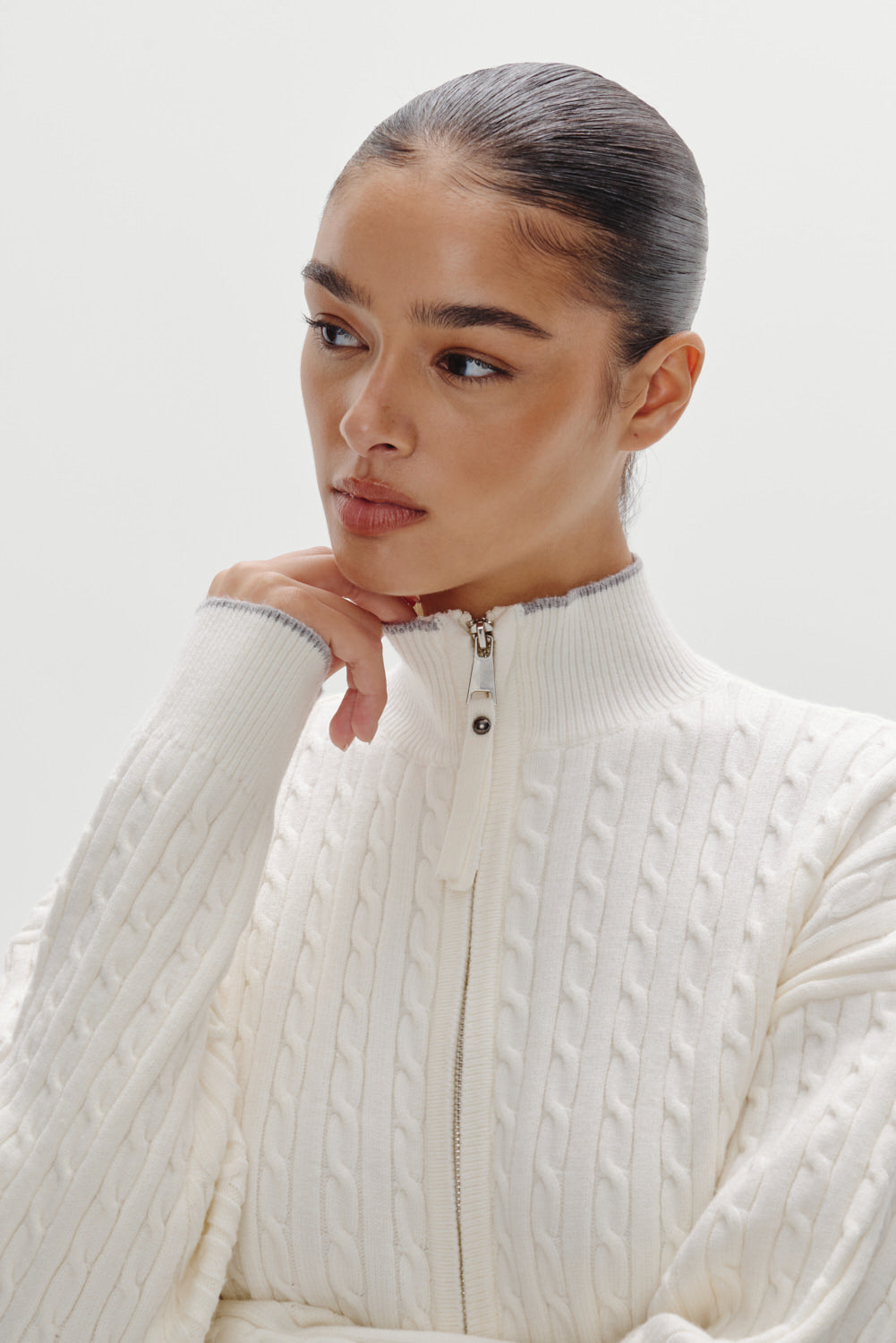 Bea Cloud Knit Zip Up Sweater - Honeymoon - Image 2