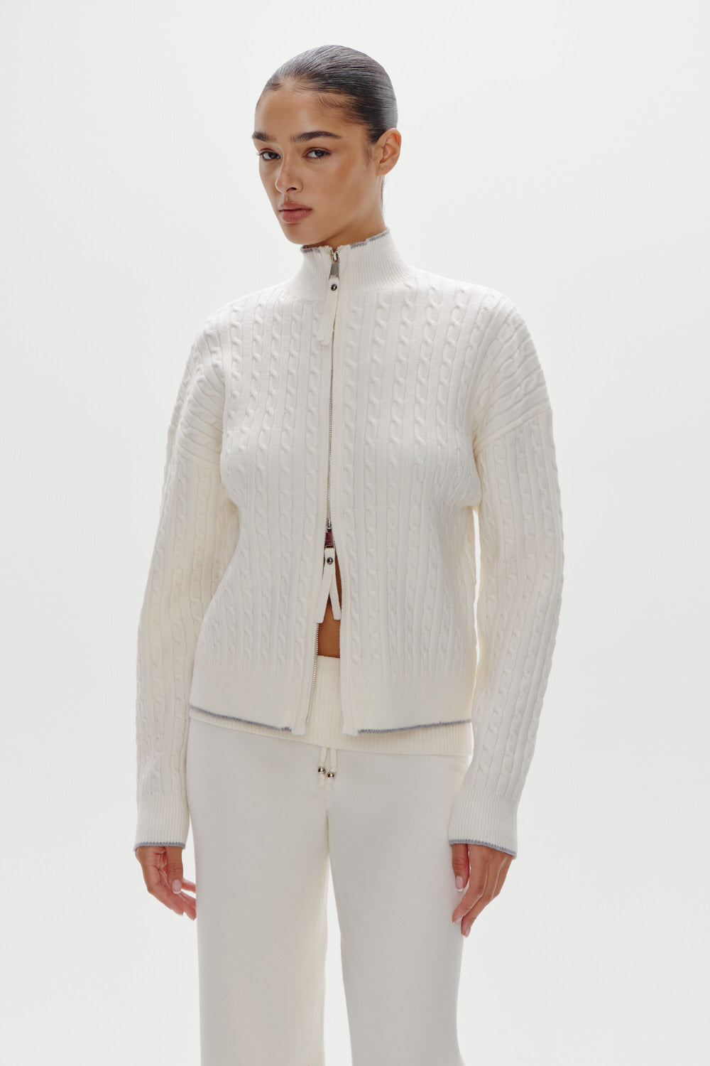Bea Cloud Knit Zip Up Sweater - Honeymoon - Image 6