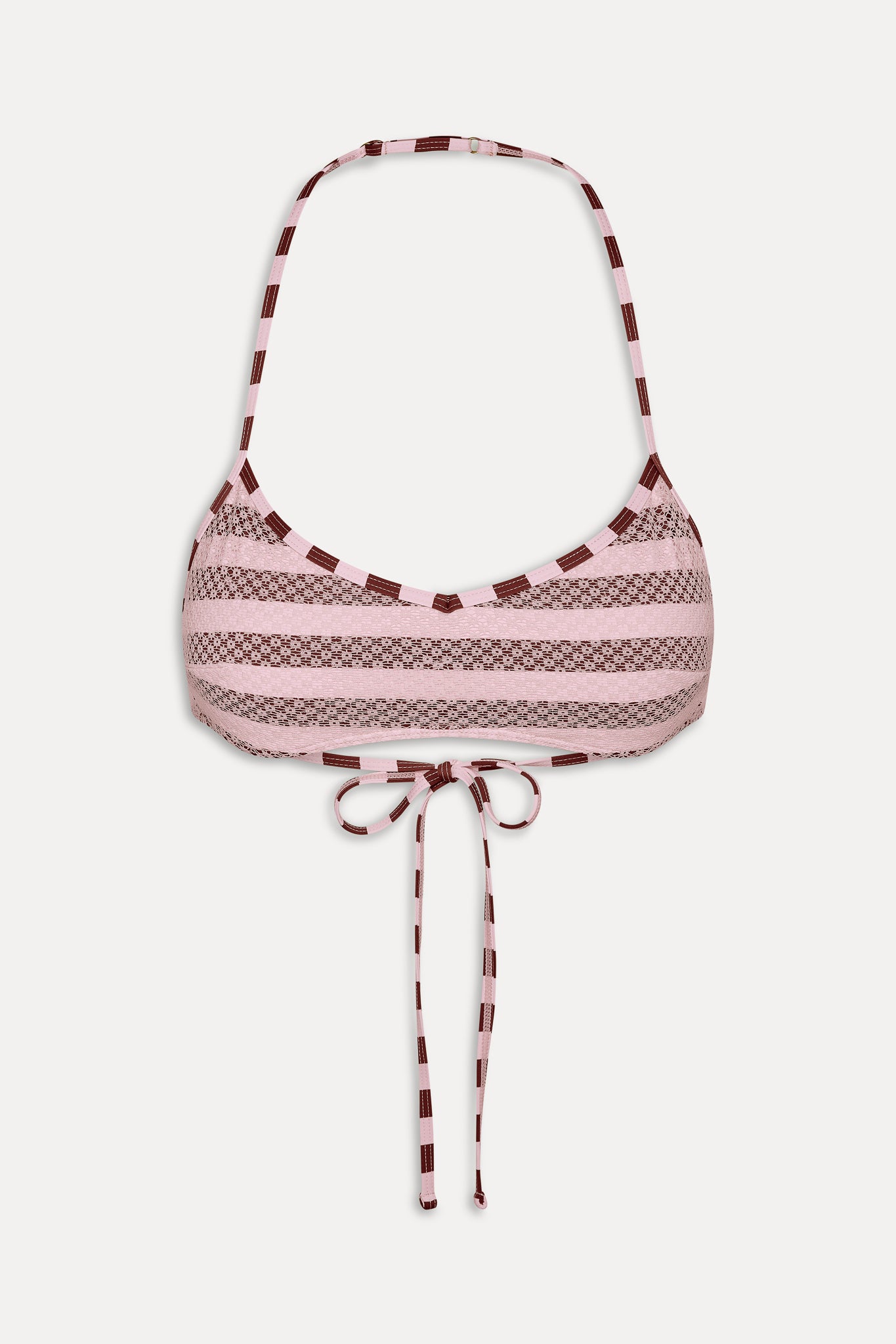 Lotus Mesh Striped Bikini Top - Strawberry Chocolate - Image 3