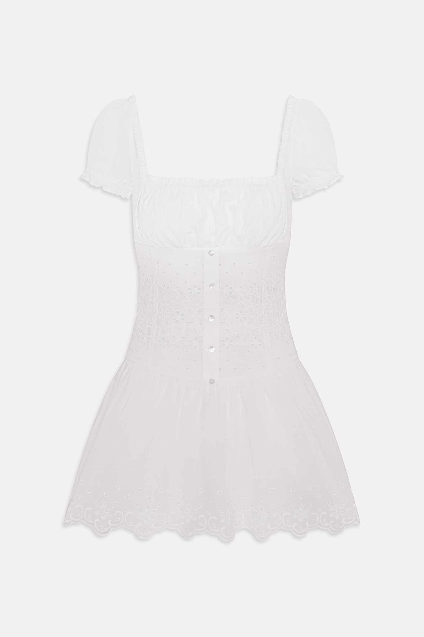 Lucien Cotton Embroidered Mini Dress - Optic White - Image 3